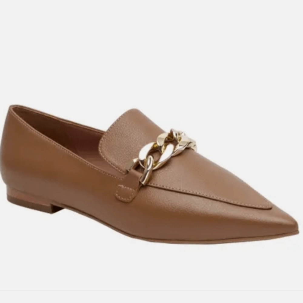 Linea Paolo Mabel Tan Faux Leather Pointed Toe Loafer Size 4